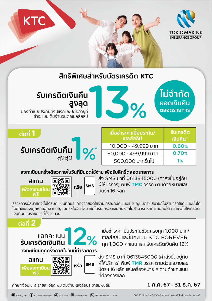 โปรโมชัน KTC สำหรับลูกค้าโตเกียวมารีน